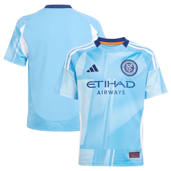 New York City FC adidas Youth 2025 The Excelsior Kit Replica Jersey - Light Blue - Image 2