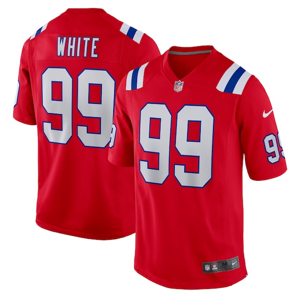 Keion White New England Patriots Nike Alternate Team Game Jersey - Red/Navy/White - Image 3