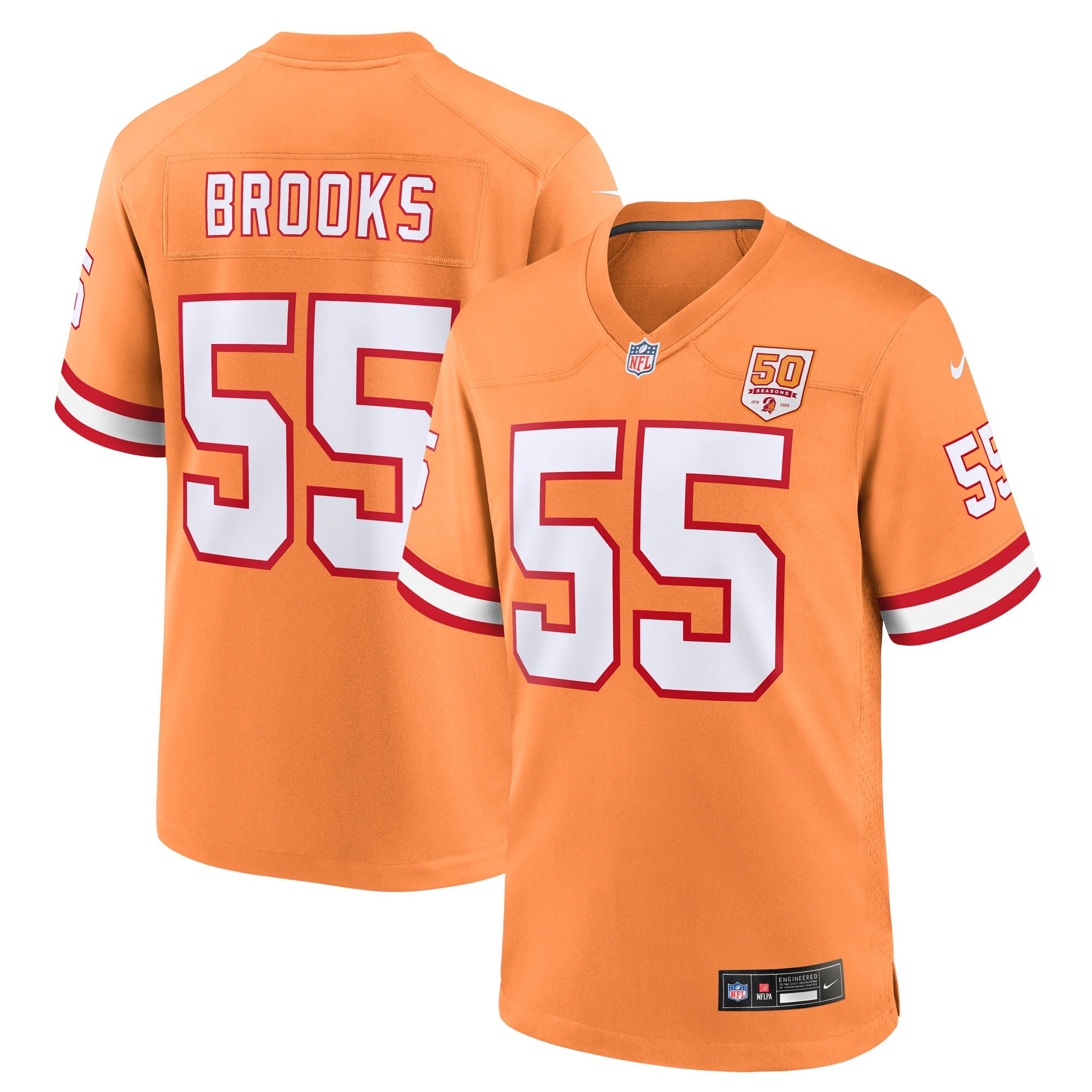Derrick Brooks Tampa Bay Buccaneers Nike 50th Season Team Game Jersey - Red/Creamsicle - Image 9