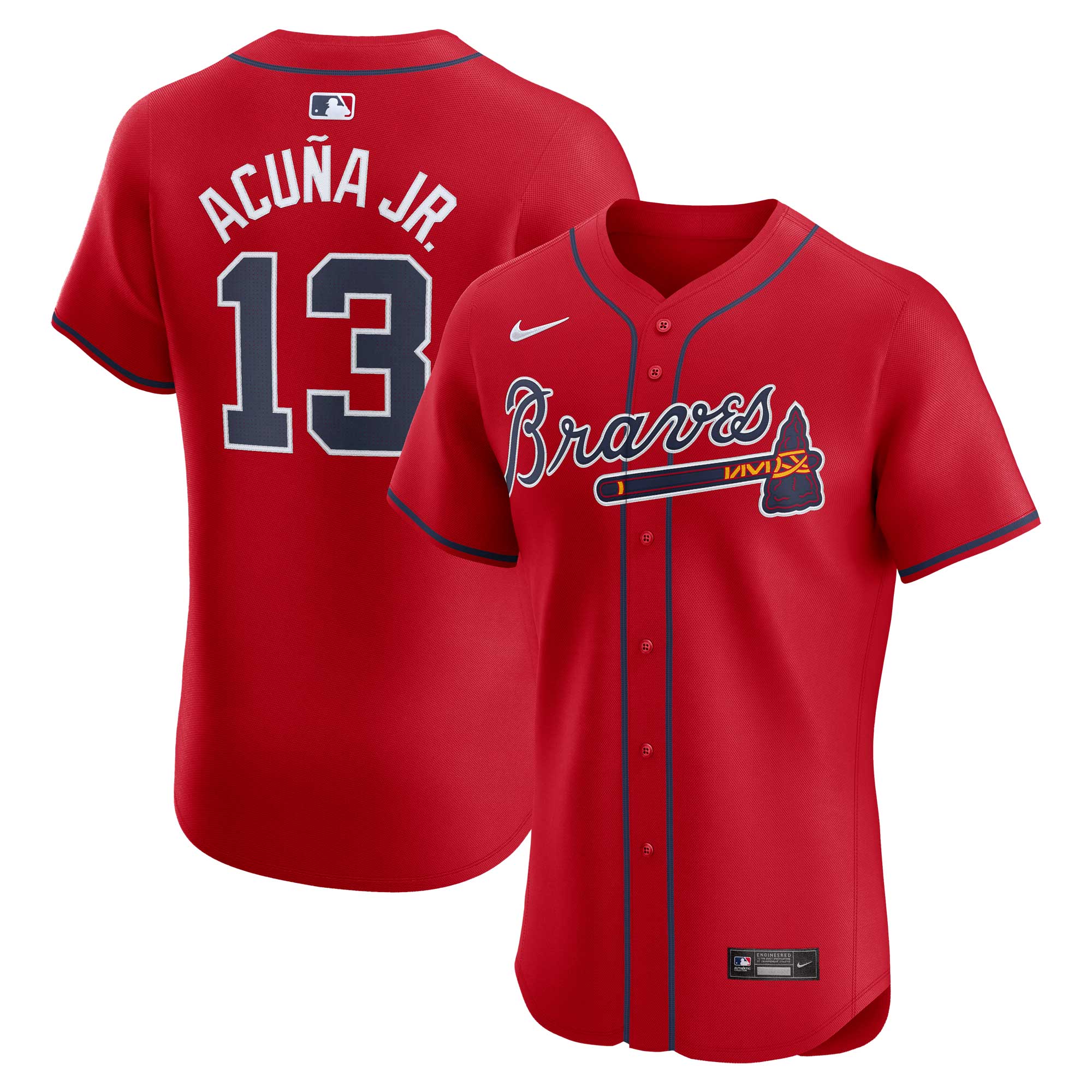 Ronald Acu?a Jr. Atlanta Braves Nike Road Elite Player Jersey - Gray/Navy/White/Red - Image 7