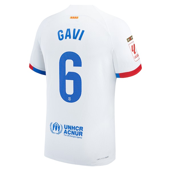 Gavi Barcelona Nike 2023/24 Away Match Authentic Player Jersey - White/Aqua/Royal - Image 4