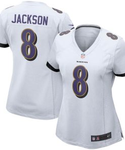 Lamar Jackson Baltimore Ravens Nike Women's Game Jersey - White/Black/Purple