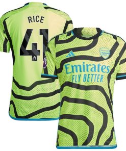 Declan Rice Arsenal adidas 2023/24 Away Authentic Player Jersey - Yellow/Red
