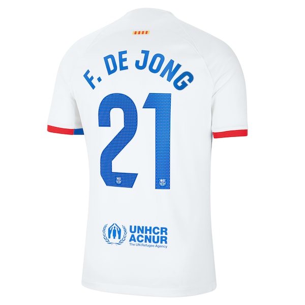 Frenkie de Jong Barcelona Nike 2023/24 Away Replica Jersey - White/Aqua/Royal - Image 4