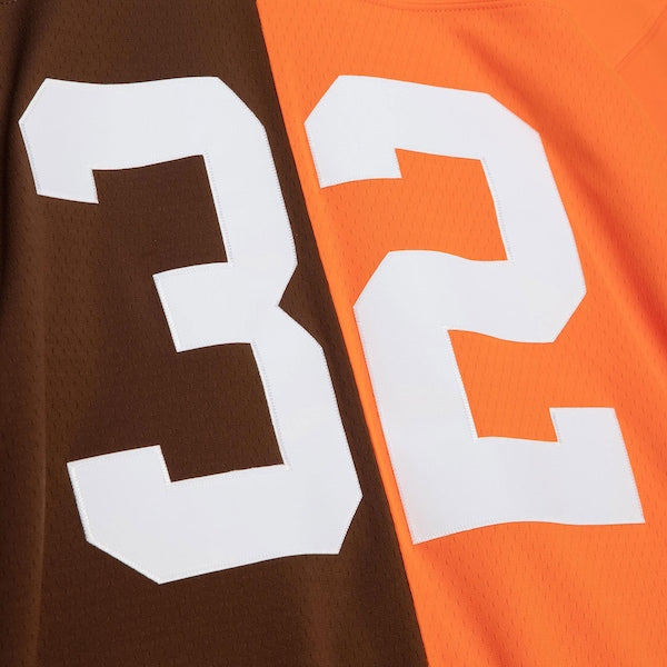 Jim Brown Cleveland Browns 1963 Split Legacy Replica Jersey - Orange/Brown - Image 5