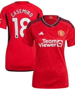Casemiro Manchester United adidas Women's 2023/24 Home Replica Player Jersey - Red/Green