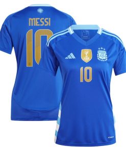 Alternative view of Lionel Messi Argentina National Team adidas Women's 2024 Away Replica Player Jersey - Blue/White
