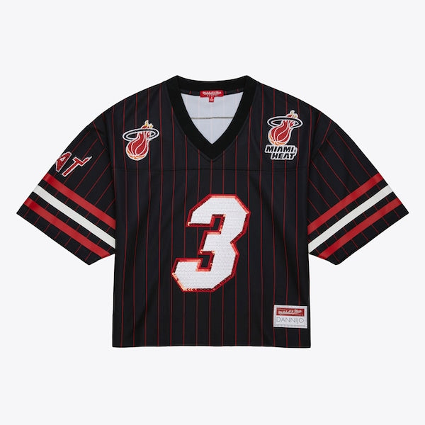 Dwyane Wade Miami Heat x DANNIJO Women's Cropped Football Fashion Jersey - Black
