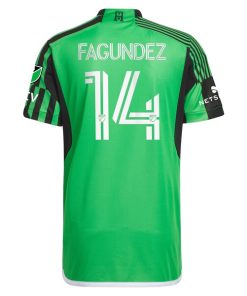 Alternative view of Diego Fagundez Austin FC adidas 2024 Las Voces Kit Authentic Jersey - Green