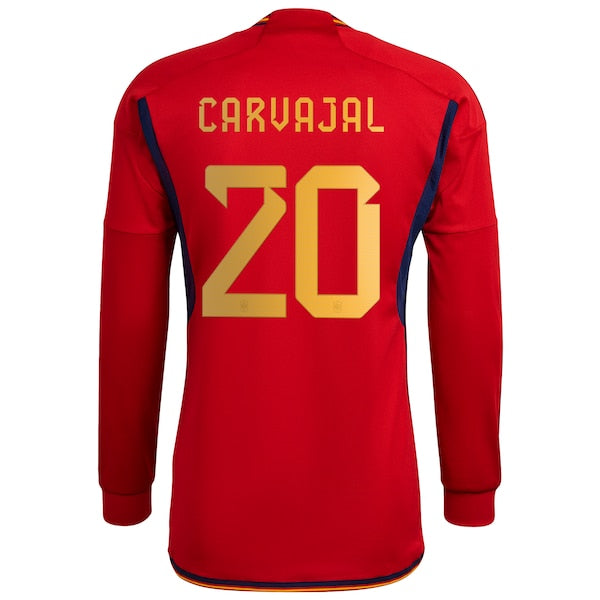 Daniel Carvajal Spain National Team adidas 2022/23 Home Long Sleeve Replica Jersey - Red - Image 3