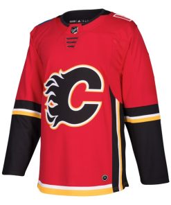 Alternative view of Calgary Flames adidas Home Authentic Blank Jersey - Red