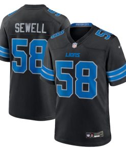 Alternative view of Penei Sewell Detroit Lions Nike 2nd Alternate Game Jersey - Black