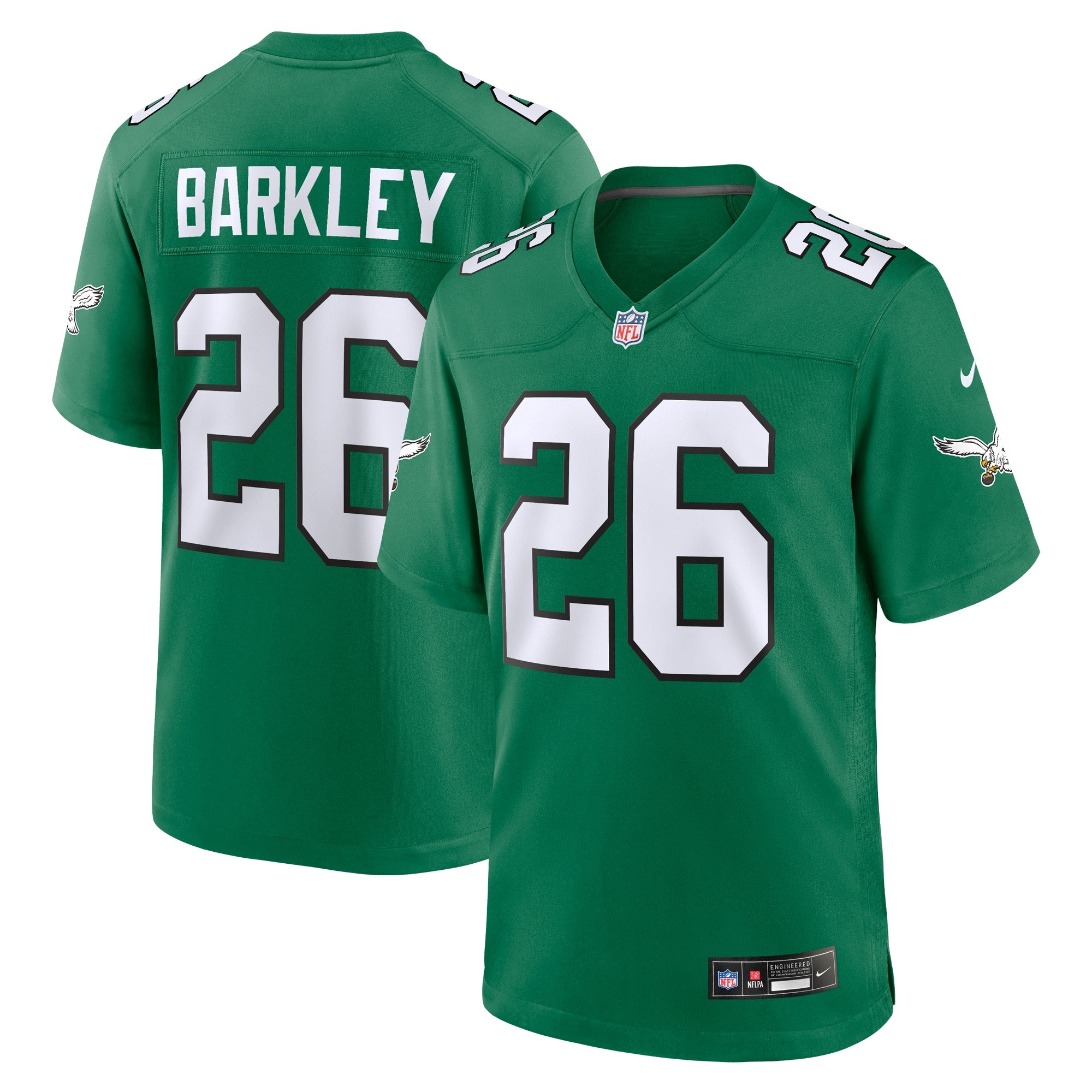 Saquon Barkley Philadelphia Eagles Nike White Game Jersey - White/Black/Green/Kelly Green - Image 10