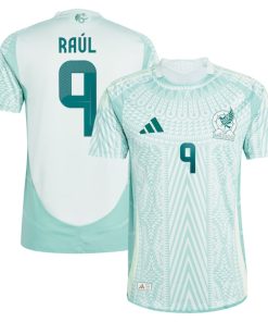 Alternative view of Raul Jimenez Mexico National Team adidas 2024 Away Authentic Player Jersey - Green/Burgundy