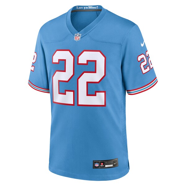 Derrick Henry Tennessee Titans Nike Oilers Throwback Alternate Game Player Jersey - Light Blue/Navy - Image 3