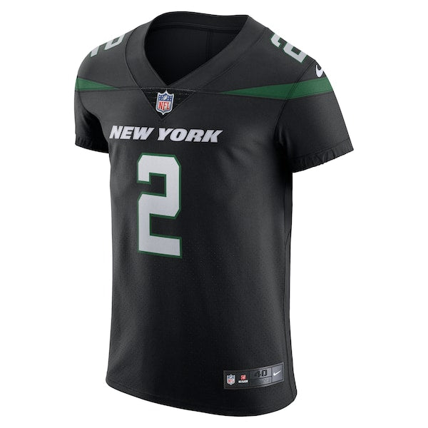Zach Wilson New York Jets Nike Vapor Elite Jersey - Stealth Black/Green - Image 3