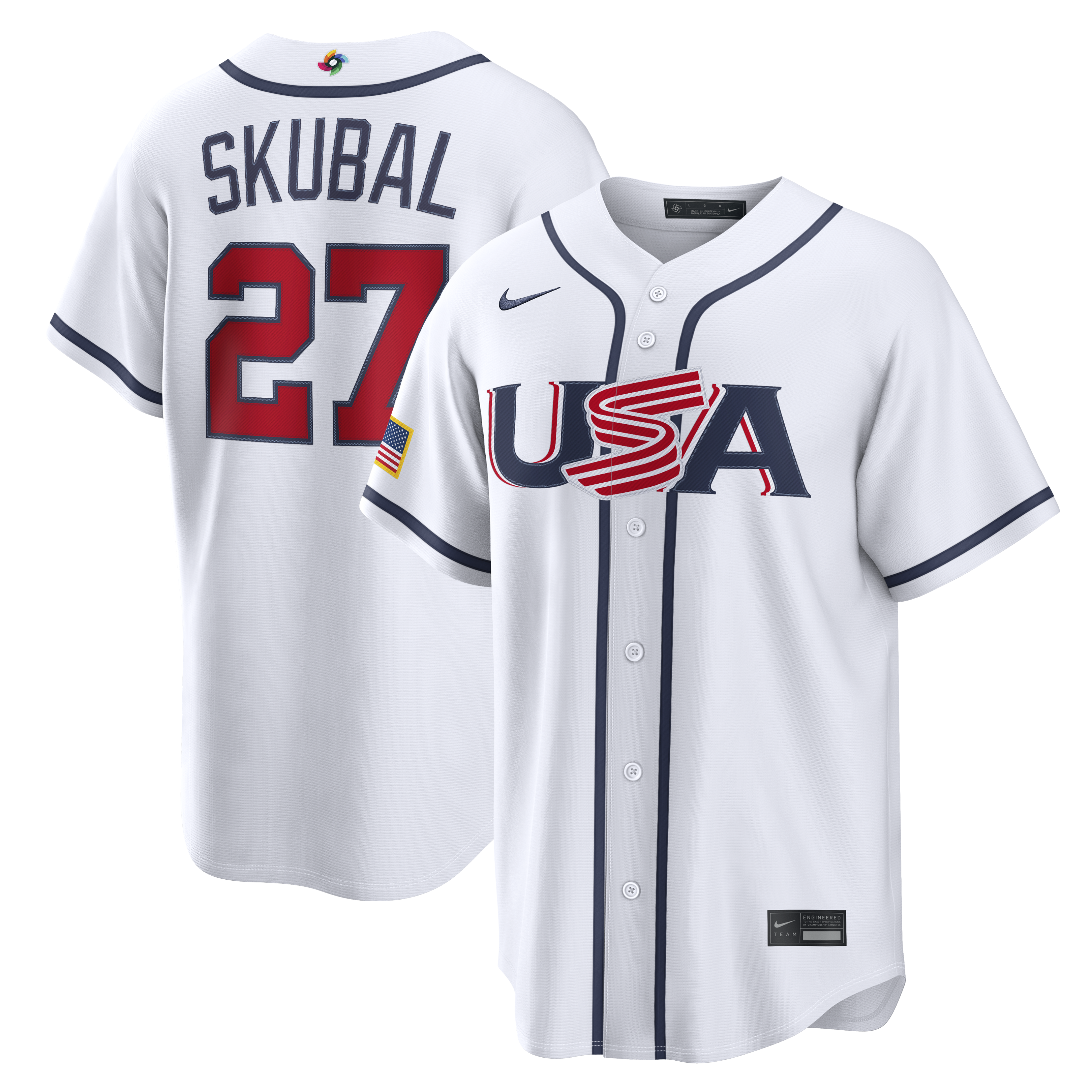 Men's USA Baseball Tarik Skubal Nike 2026 World Baseball Classic Road Stadium Jersey - Navy/White - Image 6