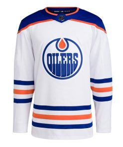 Alternative view of Edmonton Oilers adidas Men's Away Primegreen Authentic Blank Jersey - White