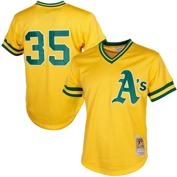 Rickey Henderson Oakland Athletics Cooperstown Mesh Batting Practice Jersey - Yellow - Image 2