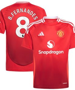 Bruno Fernandes Manchester United adidas Youth 2024/25 Home Replica Player Jersey - Red