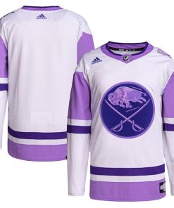Buffalo Sabres adidas Hockey Fights Cancer Primegreen Authentic Blank Practice Jersey - White/Purple