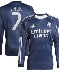 Vini Jr. Los Merengues adidas 2025/26 Home Long Sleeve Replica Player Jersey - Blue/White