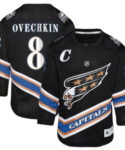 Alternative view of Alexander Ovechkin Washington Capitals Youth Alternate 50th Anniversary Replica Jersey - Black/Navy