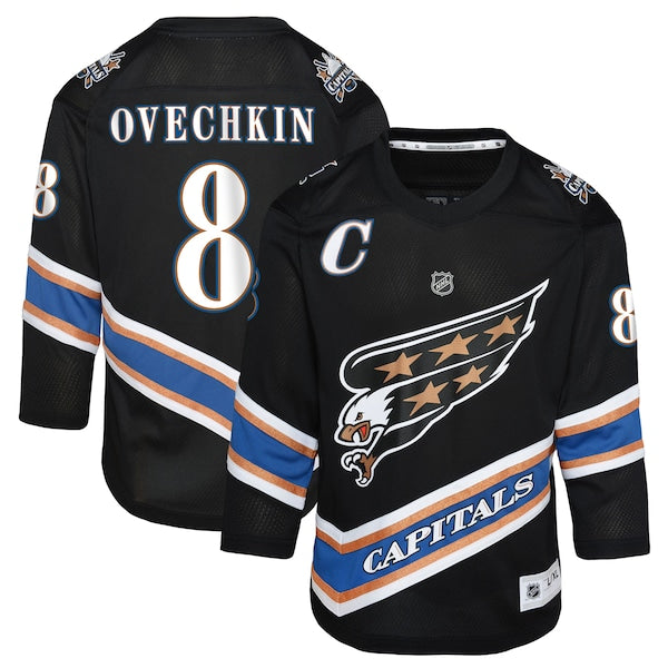 Alexander Ovechkin Washington Capitals Youth Alternate 50th Anniversary Replica Jersey - Black/Navy - Image 2