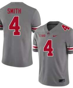 Alternative view of Jeremiah Smith Ohio State Buckeyes #4 Limited Jersey - Gray