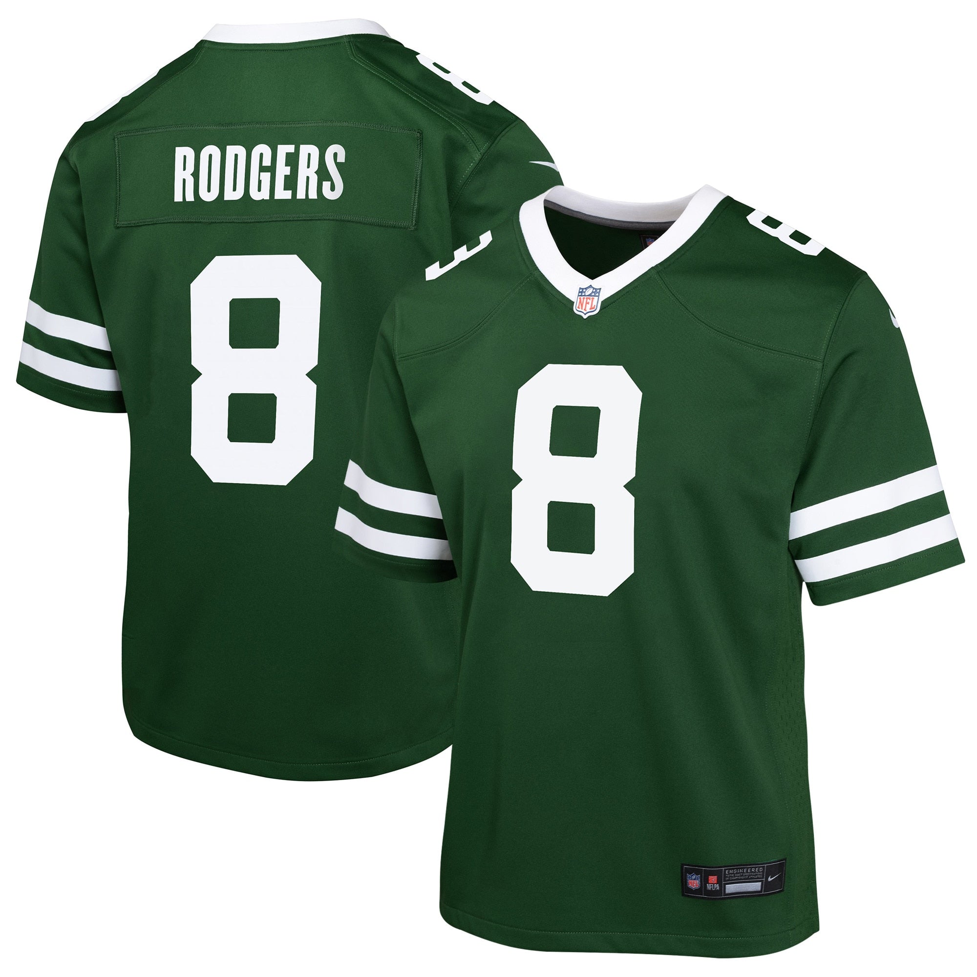 Aaron Rodgers New York Jets Nike Youth Alternate Game Jersey - Legacy Black/Green/White - Image 5