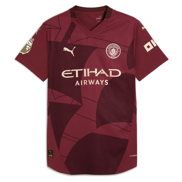 Manchester City Puma 2024/25 Third Authentic Replica Blank Patch Jersey - Burgundy - Image 2