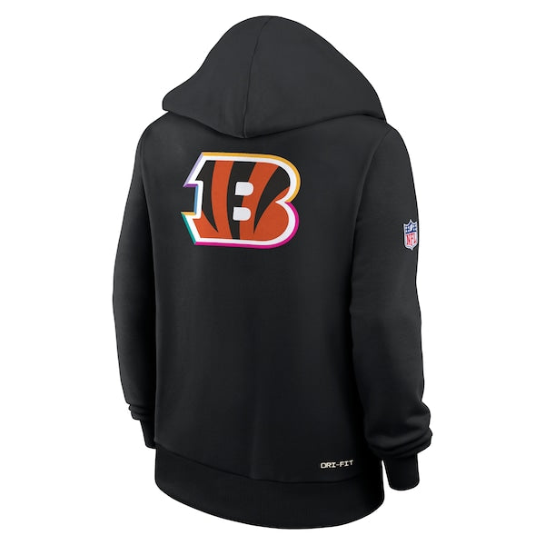 Cincinnati Bengals Nike Women's 2025 NFL Crucial Catch Sideline Standard Issue Dri-FIT Hoodie - Black - Image 4