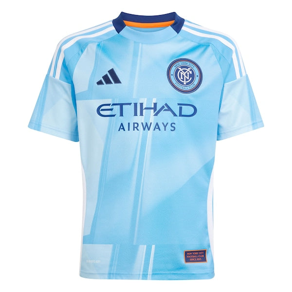 New York City FC adidas Youth 2025 The Excelsior Kit Replica Jersey - Light Blue - Image 3