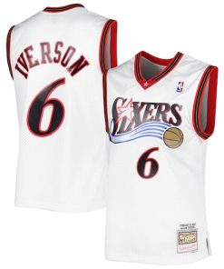 Alternative view of Allen Iverson Philadelphia 76ers 2001/02 Hardwood Classics Swingman Jersey - White/Red