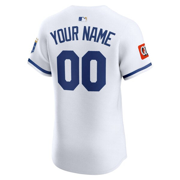 Kansas City Royals Nike Home Elite Sponsor Patch Custom Jersey - White - Image 3