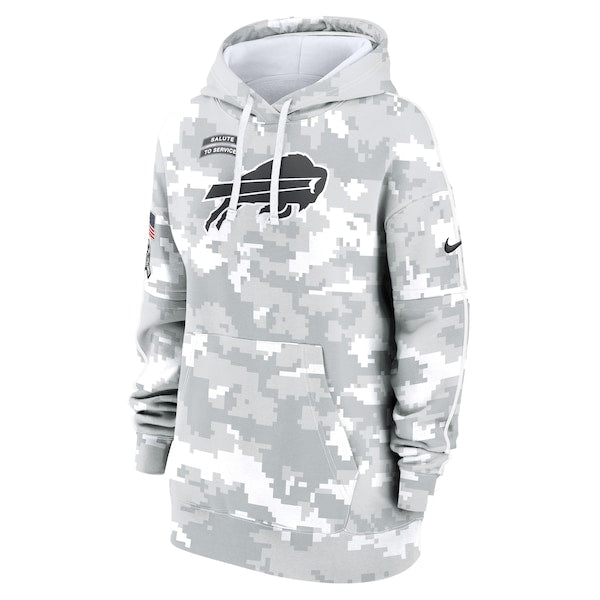 Buffalo Bills Nike Women's 2024 Salute To Service Club Fleece Pullover Hoodie - Arctic Camo - Image 2