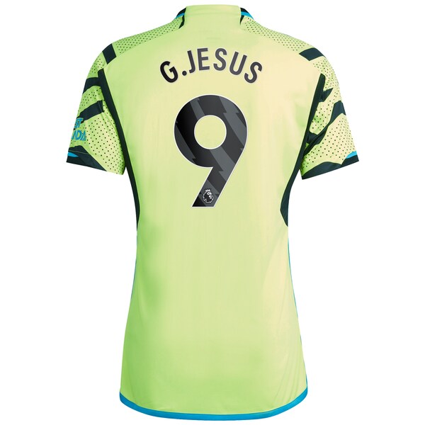 Gabriel Jesus Arsenal adidas 2023/24 Away Replica Player Jersey - Yellow/Green - Image 4