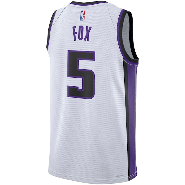 De'Aaron Fox Sacramento Kings Nike Unisex Swingman Jersey - Association Edition - White/Black - Image 4
