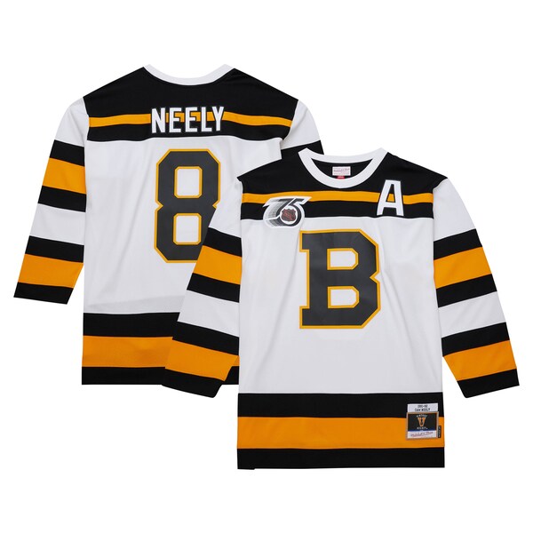 Cam Neely Boston Bruins 1991/92 Alternate Captain Blue Line Player Jersey - White - Image 2