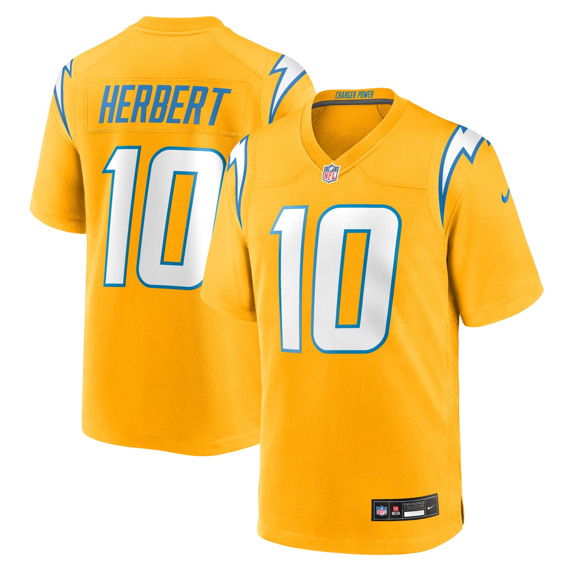 Justin Herbert Los Angeles Chargers Nike Alternate Super Chargers Game Player Jersey - Navy/Powder Blue/Gold - Image 8