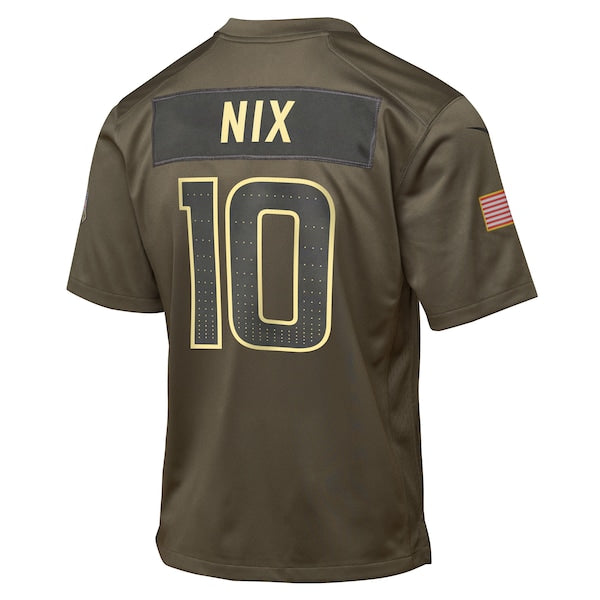 Bo Nix Denver Broncos Nike Youth 2025 Salute to Service Game Jersey - Olive - Image 3