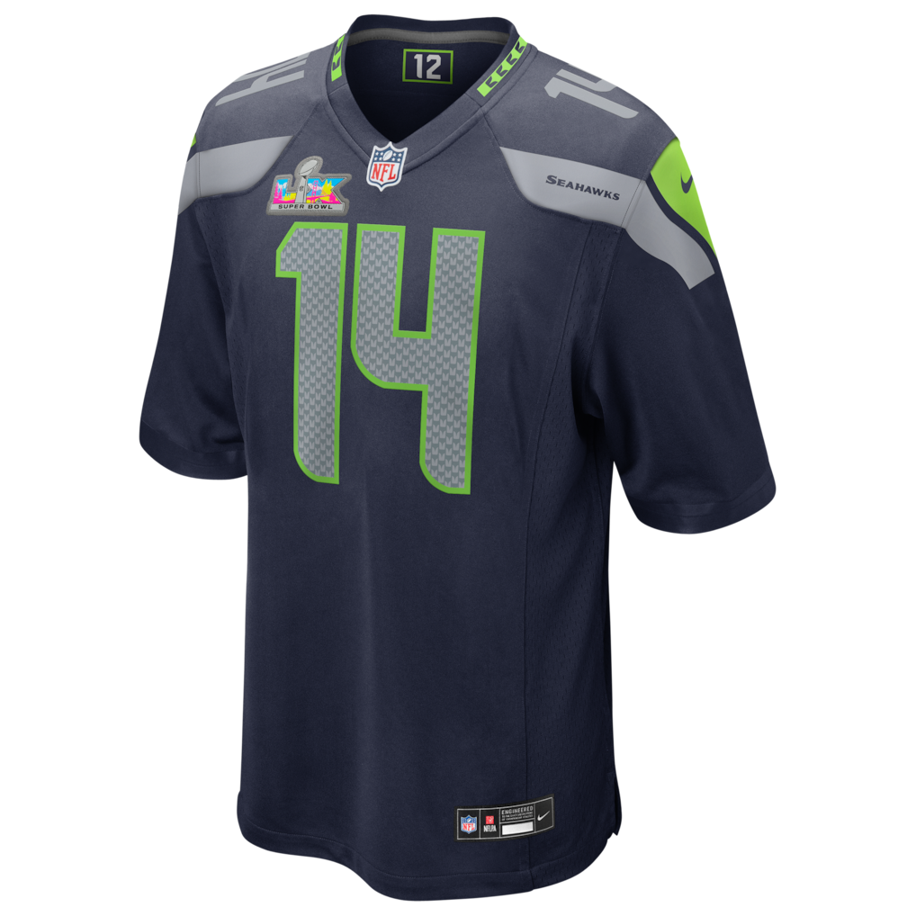 Men's Seattle Seahawks Sam Darnold Nike College Navy Super Bowl LX Patch Game Jersey - Image 3