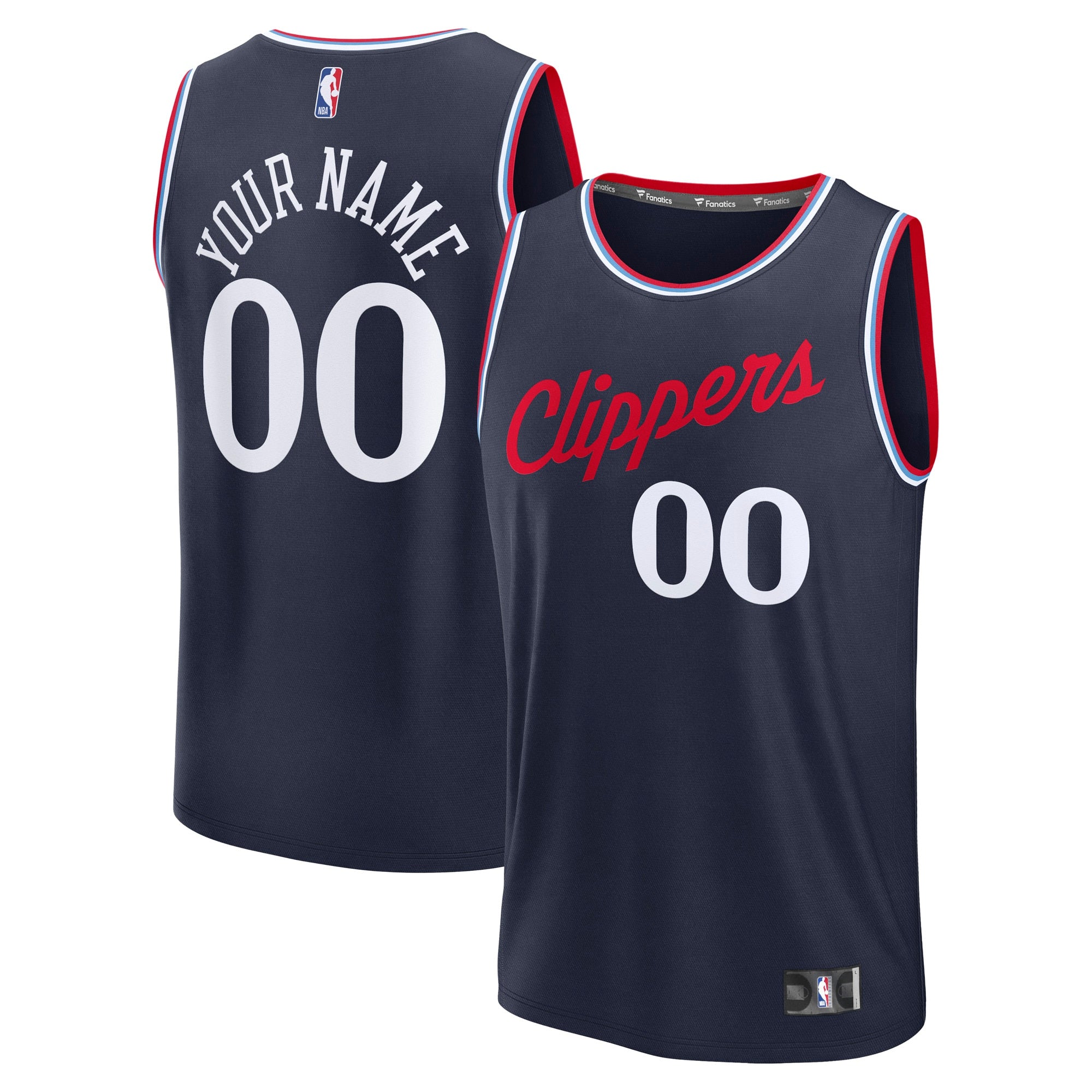 LA Clippers Fast Break Custom Jersey - Statement Edition - Red/White/Navy - Image 8