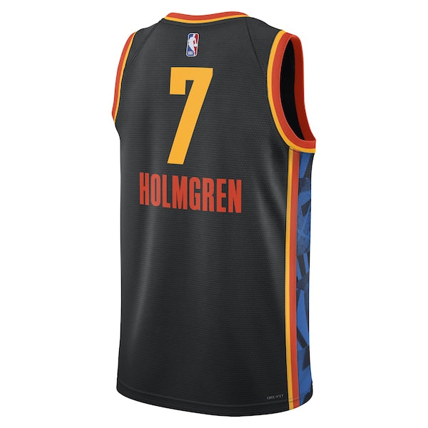 Chet Holmgren Oklahoma City Thunder Nike Unisex 2023/24 Swingman Player Jersey - City Edition - Navy - Image 3