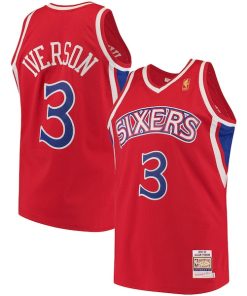 Allen Iverson Philadelphia 76ers 1996/97 Hardwood Classics Authentic Jersey - Red/Black/White