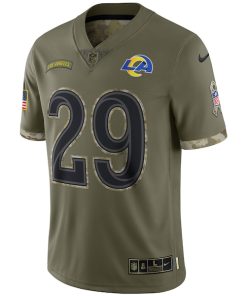 Alternative view of Eric Dickerson Los Angeles Rams 2022 Salute To Service Retired Player Limited Jersey - Olive