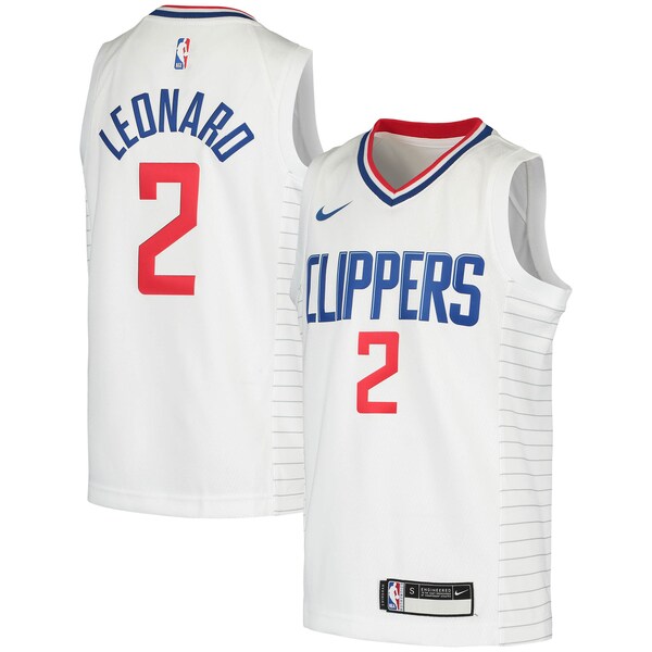 Kawhi Leonard LA Clippers Nike Youth 2020/21 Swingman Jersey - Association Edition - White/Royal - Image 2