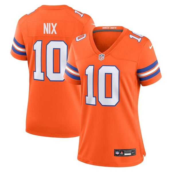Bo Nix Denver Broncos Nike Women's Mile High Collection 1977 Throwback Player Game Jersey - Orange/Navy/White - Image 2