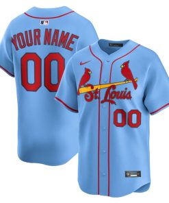 Alternative view of St. Louis Cardinals Nike Alternate Limited Custom Jersey - Light Blue/White