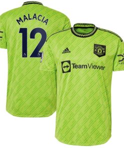 Tyrell Malacia Manchester United adidas 2022/23 Third Authentic Player Jersey - Neon Green